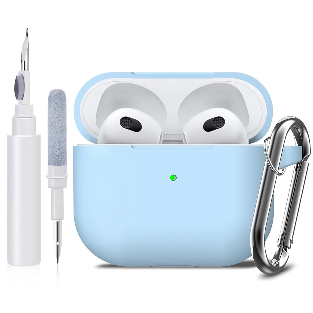 ZORBES® for AirPods 3rd Generation Case Cover Protective Silicone Cover with Carabiner & Dual-Headed Earbud Cleaning Pen Anti-Scratch AirPods 3 Case for Apple AirPods Gen 3 Case, Blue ZORBES® for AirPods 3rd Generation Case Cover Protective Silicone Cover with Carabiner & Dual-Headed Earbud Cleaning Pen Anti-Scratch AirPods 3 Case for Apple AirPods Gen 3 Case, Blue
